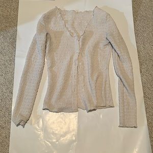 white/cream ruffle fitted cardigan